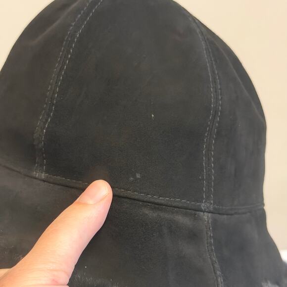 Koolaburra by UGG Bucket Hat Leather Suede Faux Fur Lined Winter Black Size L/XL main image 3